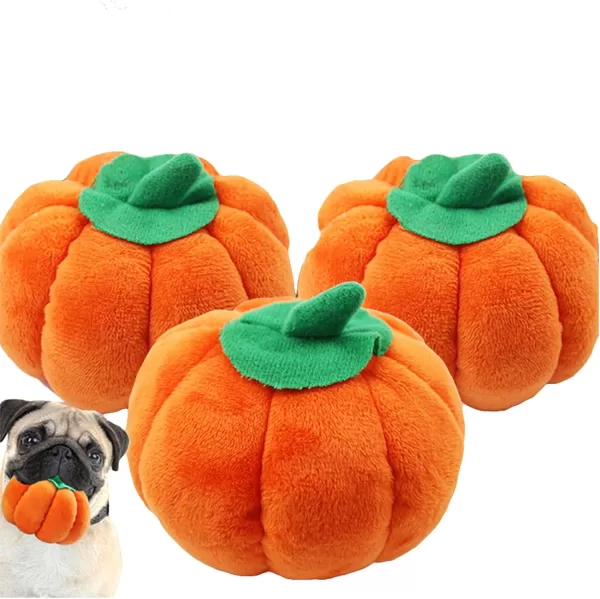 SEIS 3 Pcs Pumpkin Dog Chew Toys