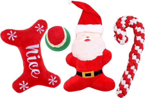 4 Pack Christmas Dog Toys