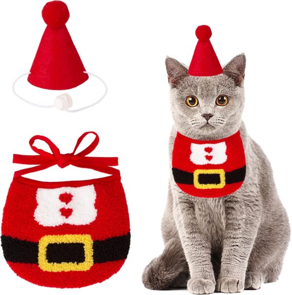 Christmas Cat Bandana Hat Set